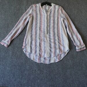 Lucky Brand Striped‎ Button Down Long Sleeve Top Womens Size M